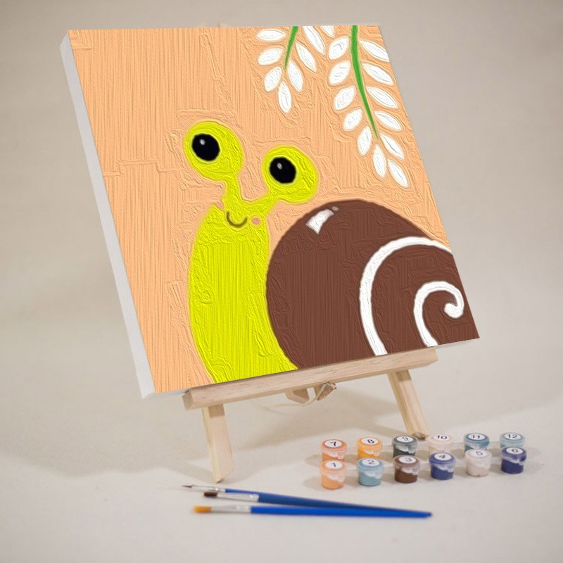 琴棋书画新款初学者数字油画蜗牛动漫儿童房卡通小画手工制作自己填色