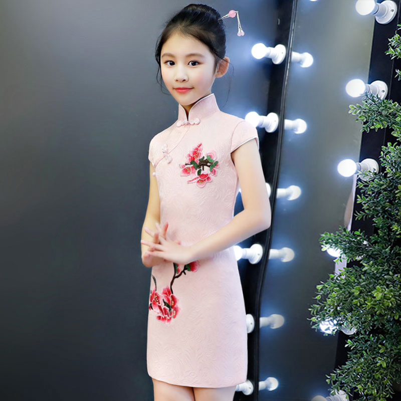 翰亚(hungyar)女童旗袍裙2023新款儿童大童中国风小女孩唐装连衣裙