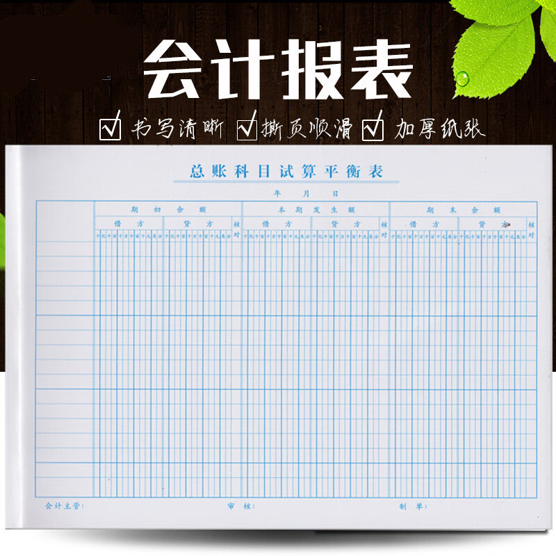16开总账科目试算平衡表会计报表记账现金流量表格 265*190mm50张 单