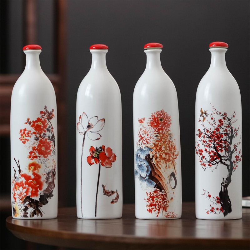 美 瓷 林景德镇陶瓷酒坛家用酒壶春夏秋冬好看1斤套装酒瓶子密封罐酒