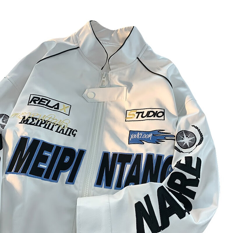 迪伽达夹克男装联名秋冬新款潮牌美式pu皮飞行员机车服宽松刺绣外套男士 THFS-Z23黑色 XL 【推荐体重150-170斤】