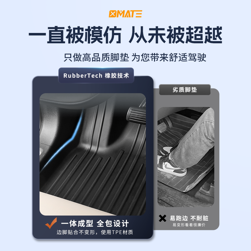 X MATE适用广汽埃安脚垫s-plus/RT/Y-plus/昊铂GT/HT全包围tpe脚垫环保 埃安s-plus 单层TPE脚垫