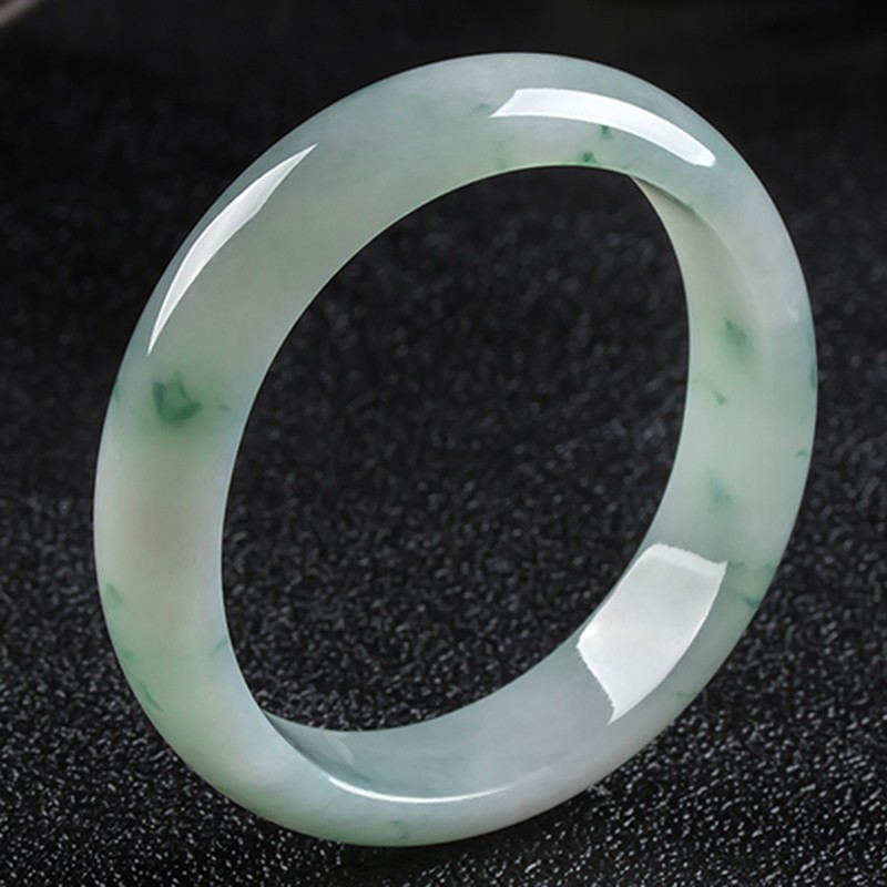 心灵玉愿 冰透飘蓝花玉手镯 天然a货冰糯种玉镯子送妈妈生日礼物带