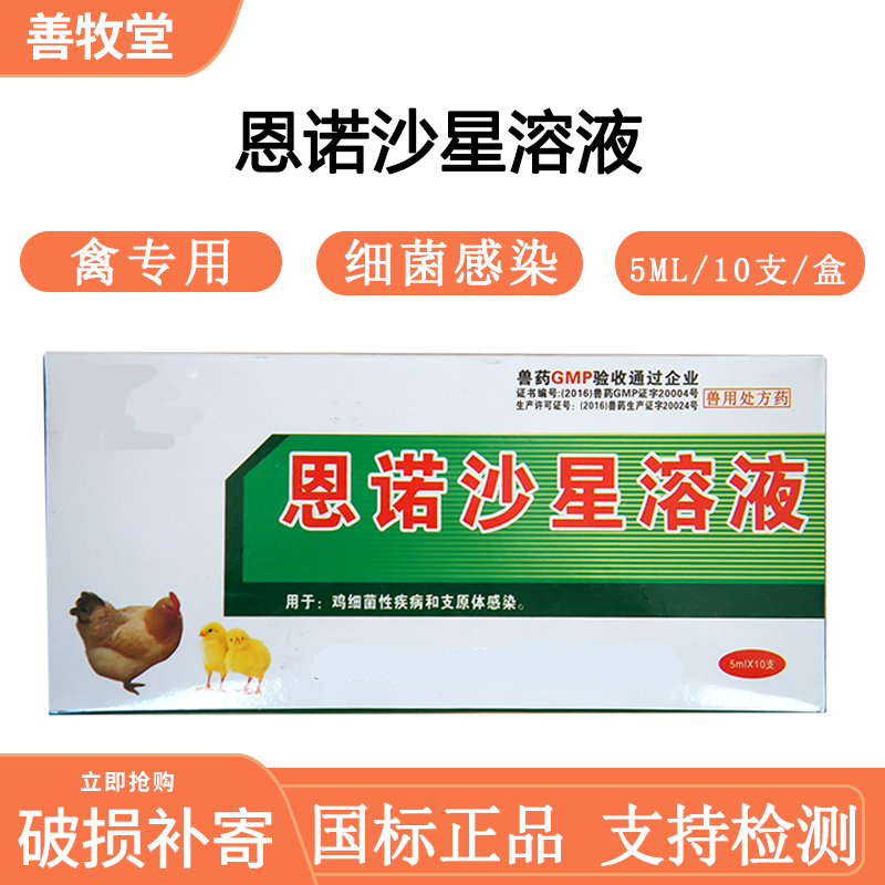 善牧堂鸡鸭鹅鸟药 鸡病液恩诺沙星溶液口服液 鸽子鹦鹉八哥药鸟药鸭鹅