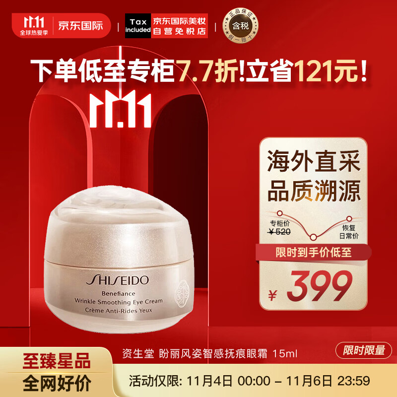资生堂（SHISEIDO）盼丽风姿智感抚痕眼霜 15ml 小雷达眼霜 淡细纹 护肤礼物属于什么档次？