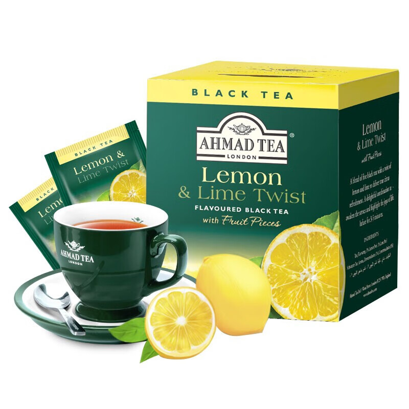 ahmad tea英国亚曼柠檬香柠味红茶10片盒装英式红茶奶茶烘焙红茶粉