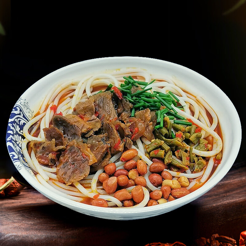 粉大片牛肉粉速食湿米粉米线早餐拌粉 宝隆和礼盒装(袋装口味各3袋)