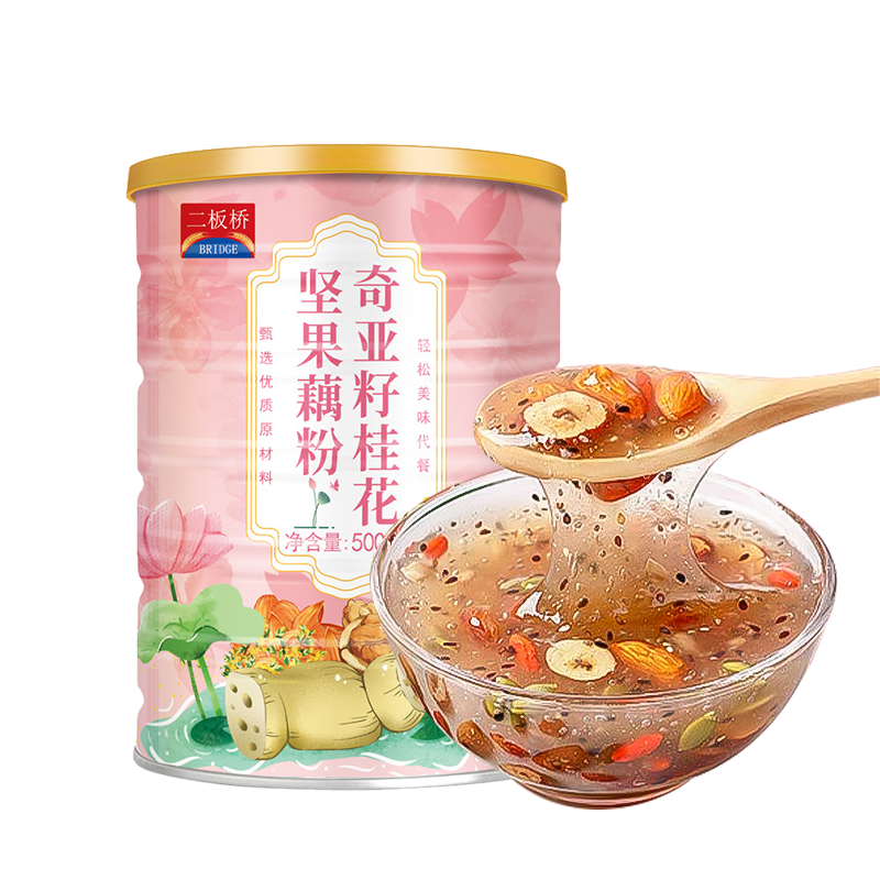 二板桥奇亚籽桂花坚果藕粉500g罐装-价格走势看这里!