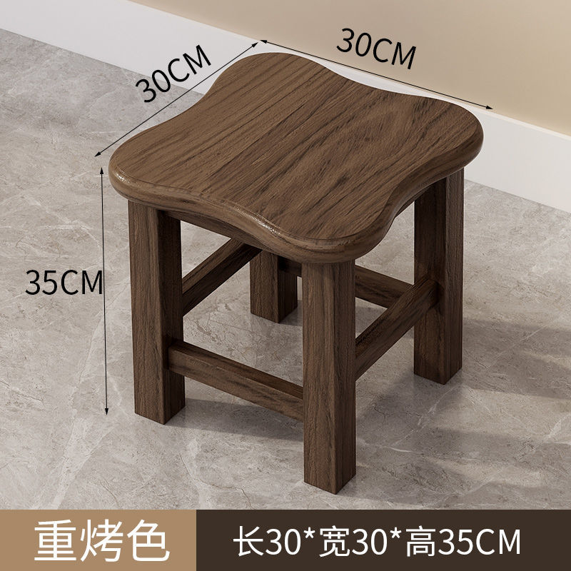 实木小凳子时尚创意板凳小木凳家用客厅茶几矮凳木头椅子方凳 重烤色35cm-升级加厚加宽(清漆)