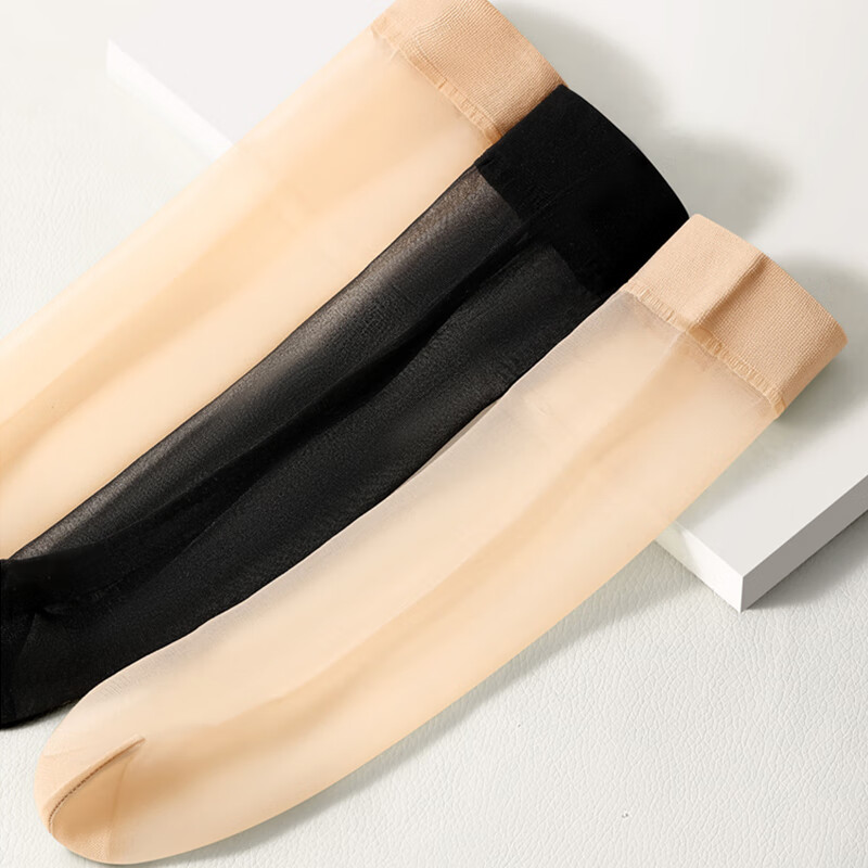 东方缘20双装女士水晶丝短丝袜耐穿防勾轻薄透气女式薄款丝袜 肤色20双装