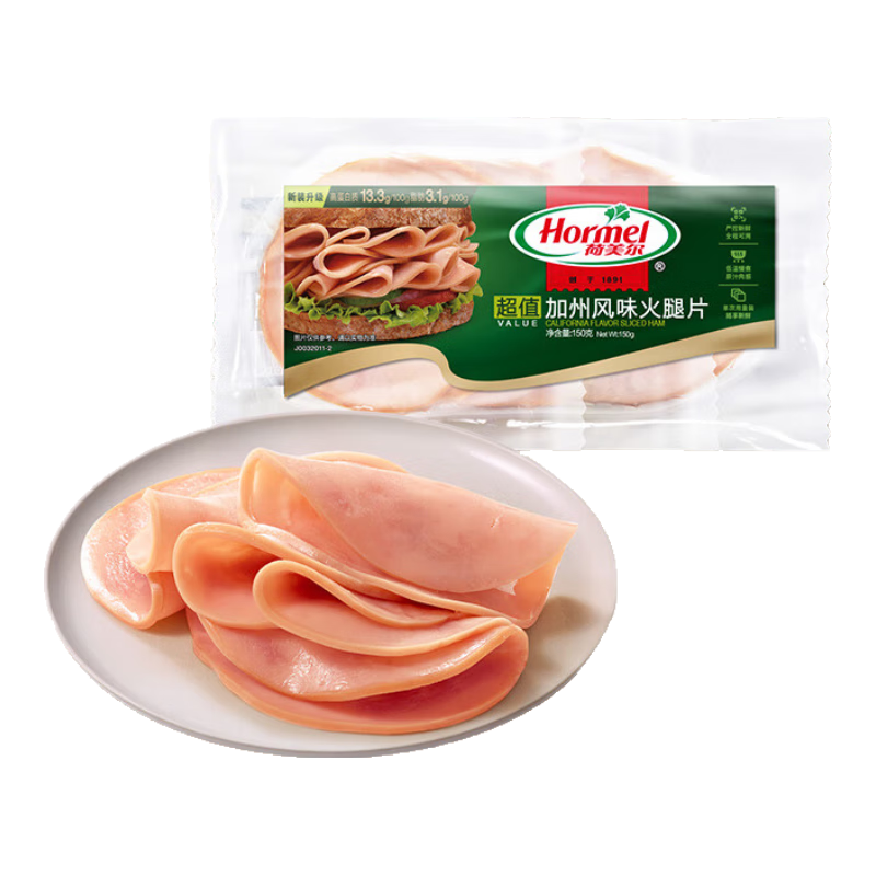 荷美尔（Hormel）超值加州风味火腿片150g/袋儿童早餐三明治火腿切片烧烤食材