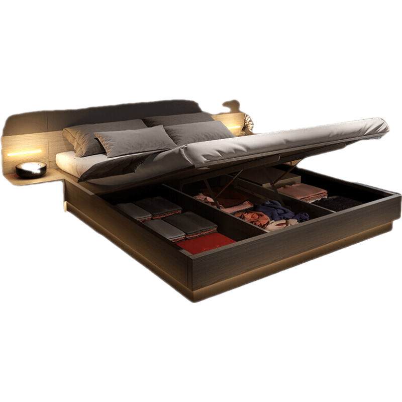 【新品咨询返3%】逸恋 衣柜床日式榻榻米高箱储物床现代简约网红悬浮床视觉双人带LED灯主卧矮床收纳床 单储物床 1800mm*2000mm  组装式箱体床