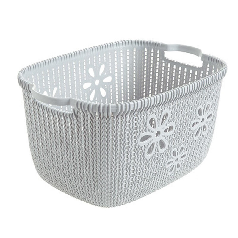 燊虓收纳筐塑料仿藤编整理框零食玩具杂物整理篮手提衣物洗衣储物篮桌