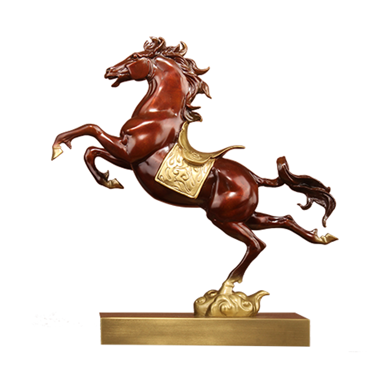 上善若水《壯志凌云》全銅生肖銅馬擺件客廳家居裝飾辦公室馬到成功工藝品 壯志凌云（富貴紅）