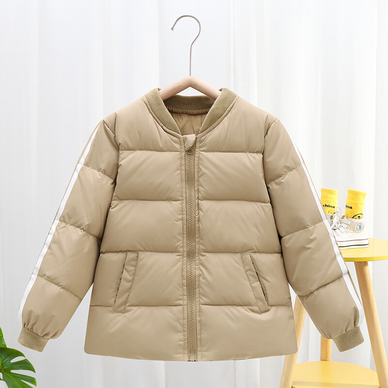 卡悠莱羽绒内胆儿童校服神器羽绒内胆轻薄羽绒服小大童初中学生冬季校服 卡其色 130cm