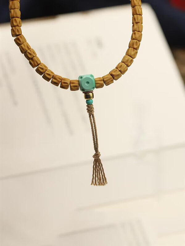 珠缘景翠 优化绿松石三通 百香籽文玩手串佛头菩提小配饰雕刻件单珠