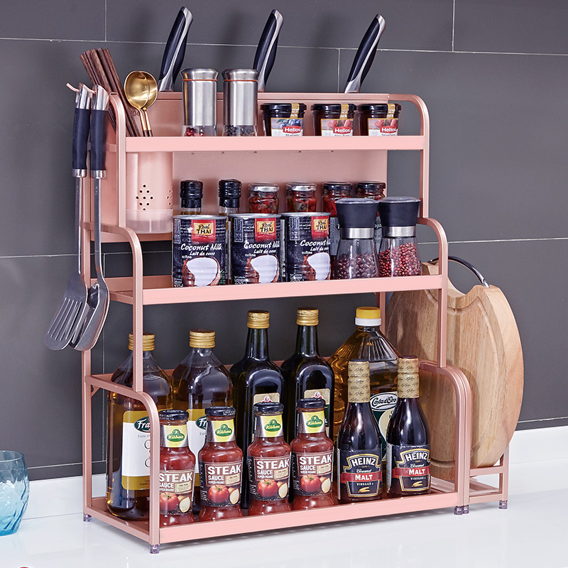 仙袋 瓶油盐酱醋调料罐收纳白钢调味品304不锈钢酱油瓶架子厨房置物架