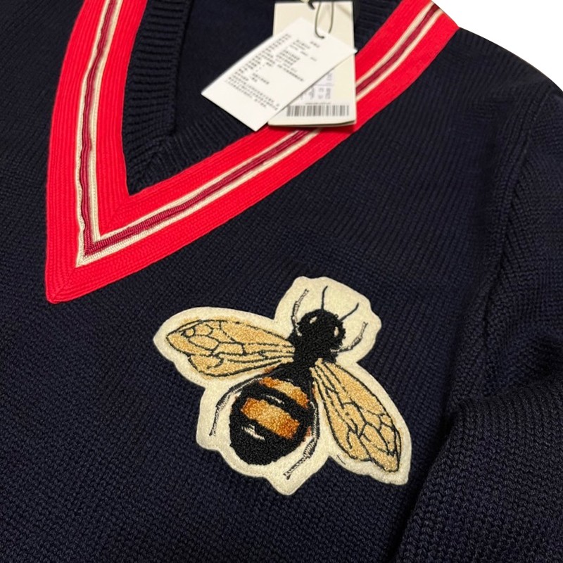 gucci 古驰黑色羊毛蜜蜂刺绣毛衣 黑色 l码