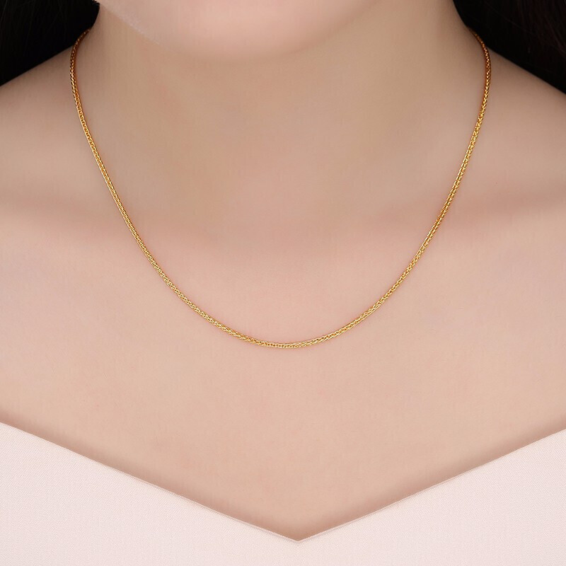 潮宏基chjjewellery幸福美满足金黄金项链女款计价xxg30000949约535g