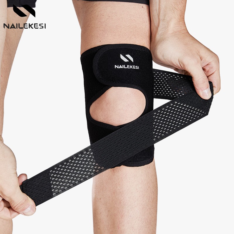 耐力克斯 日本同款「运动护膝半月板」 篮球羽毛球损伤护具男女膝盖保护跑步护漆 绷带+双弹簧支撑 两只装