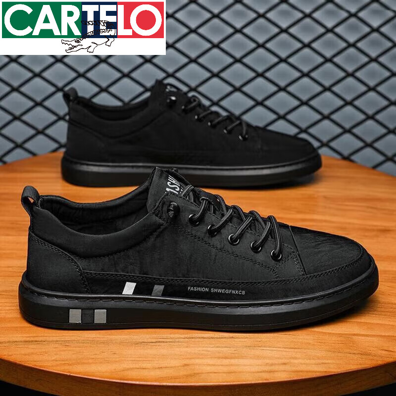 卡帝乐鳄鱼(cartelo)2023年新款春季潮鞋板鞋老北京布鞋男士潮流男款