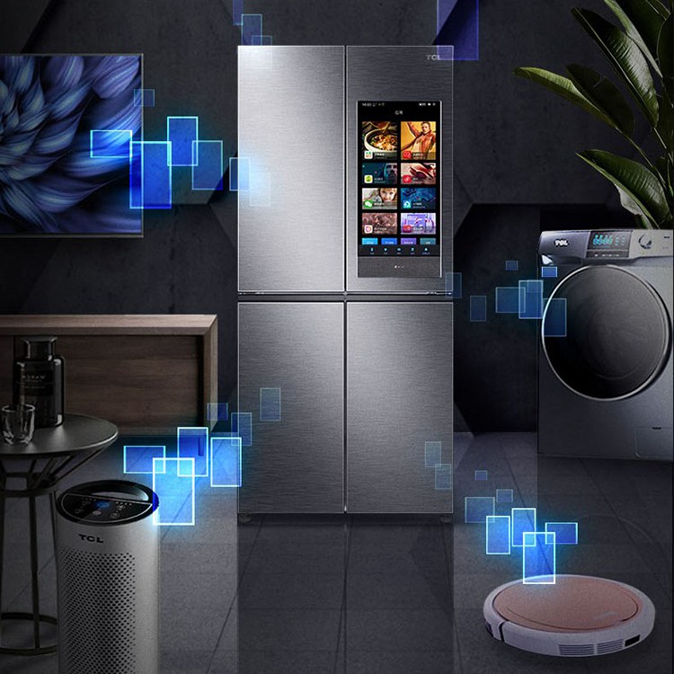 tcl490l升十字对开门电冰箱家用除味风冷无霜双变频智能大屏超薄人脸