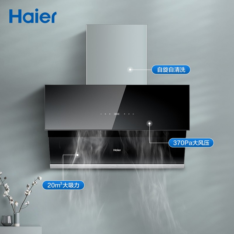 海尔（Haier）侧吸式抽油烟机 20立方大吸力 宽屏拢烟 一级能效 家用吸油烟机 CXW-219-E900C10