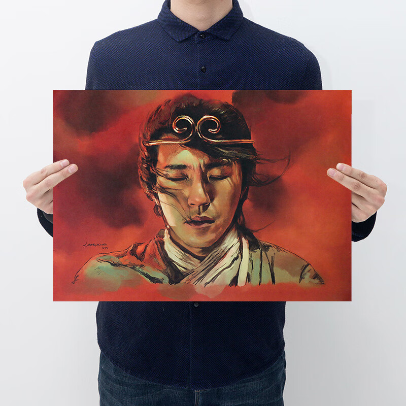 牛皮纸怀旧文艺国潮墙纸咖啡厅装饰墙欧美风画报 大话西游—至尊宝 51