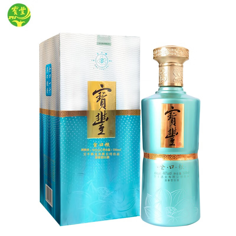 宝丰酒宝丰金口粮清香酒白酒粮食酒礼品酒46度500ml盒装 单瓶