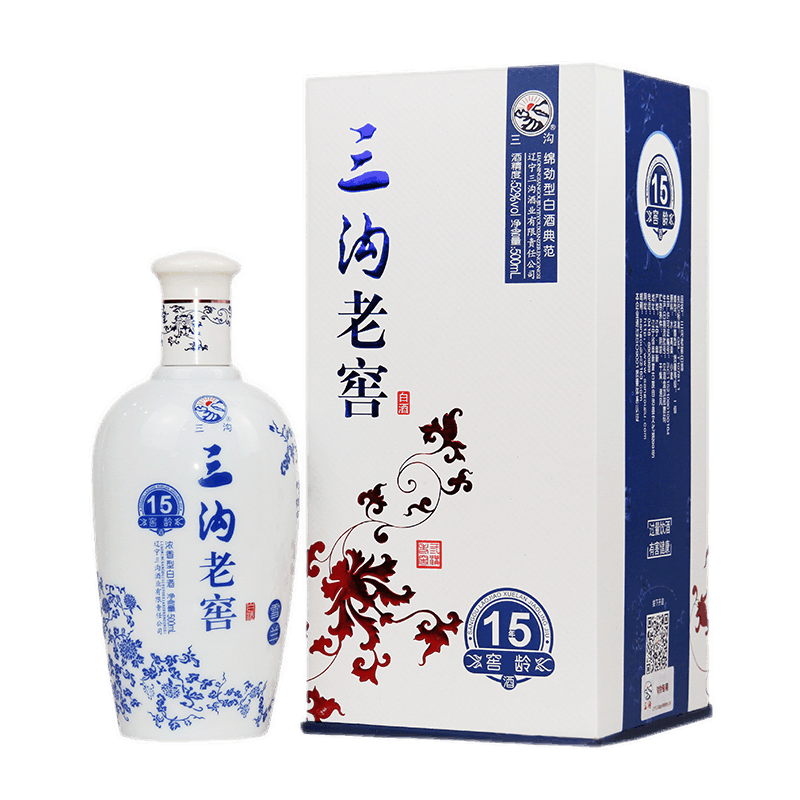三沟三沟白酒【窖龄15年】浓香型纯粮高度白酒52度500ml*1瓶礼盒装 52