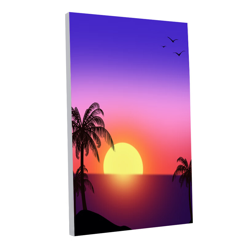 扑哩扑剌海滩椰树灯箱露营沙滩灯箱夕阳晚霞氛围灯背景画装饰浪漫