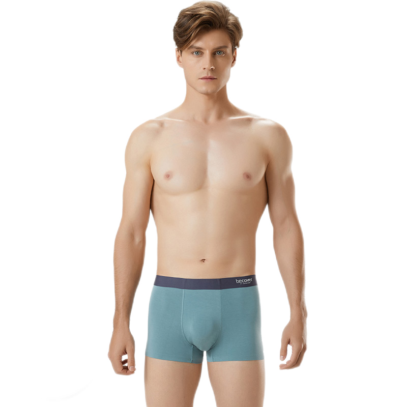 Schiesser舒雅男內褲Becover系列莫代爾無(wú)痕中腰平角褲【2條裝】E5/20568T 鉻綠色+深湖藍 2條 L