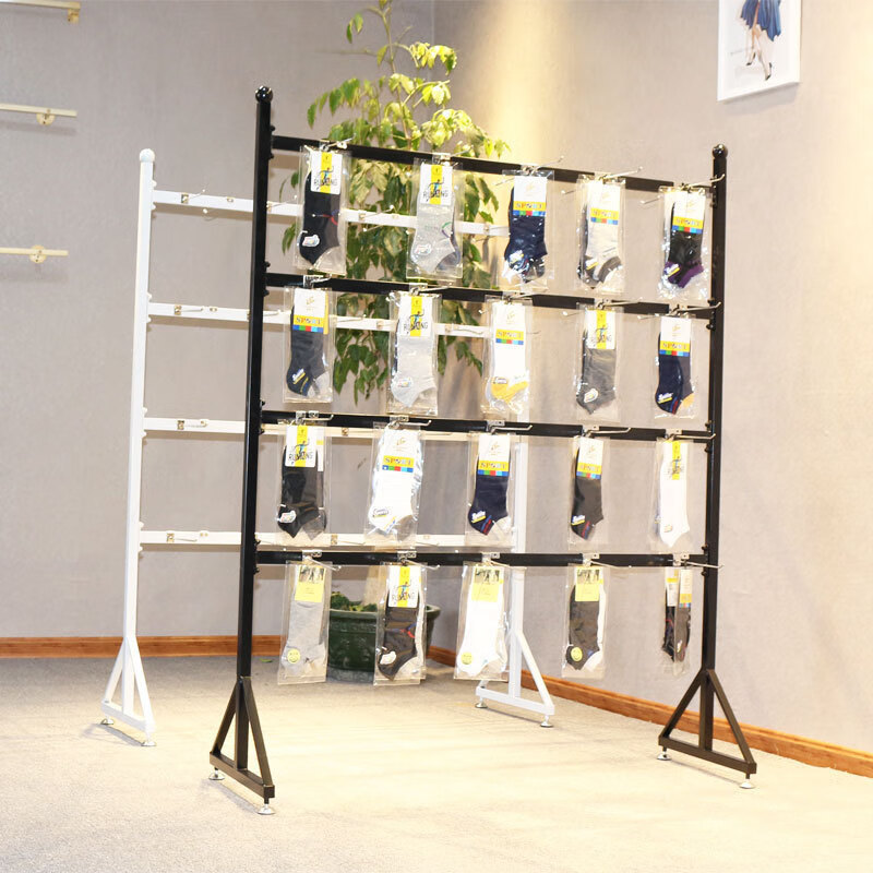 襪子貨架展示架落地多功能飾品架手套架絲襪架掛內(nèi)衣褲中島貨架 100*150四層白色【含56根掛鉤】 默認(rèn)項(xiàng)