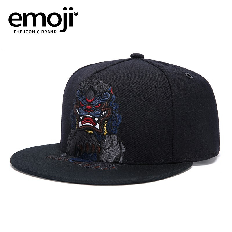 emoji帽子男士个性潮牌鸭舌帽羊毛混纺时尚刺绣平沿棒球帽男女通用