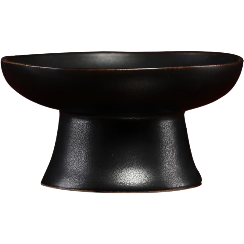 戴玉堂 大號陶瓷燭臺擺件供佛家用供燈長(cháng)明燈佛前酥油燈座 蠟燭底座 KT93-12D-2A 玲瓏燭臺（果盤(pán)）烏金 一對