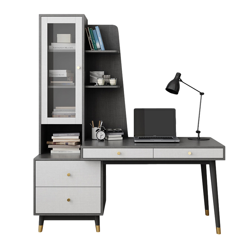 兰尼森 电脑桌 极简组合收纳储物办公桌书房电脑桌北欧简约现代带书架书桌一体 1.6米书桌(书桌款)