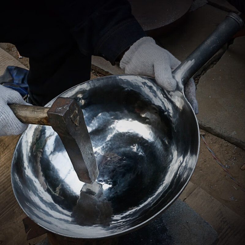 妙乐熊章丘正宗炒菜锅传统铁锅老式家用纯手工锻打无涂层不粘锅 38CM升级老师傅锻打[＋礼]