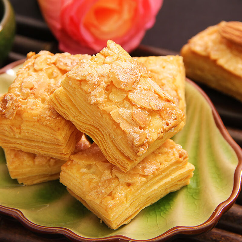 雪花杏仁千层酥1000g整箱年货礼盒装 澳门风味 曲奇饼干 手工特产手信