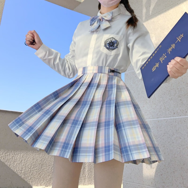 艾莱克优jk 原创 温柔海岸 jk制服裙格裙学生短裙格子百褶裙女春夏