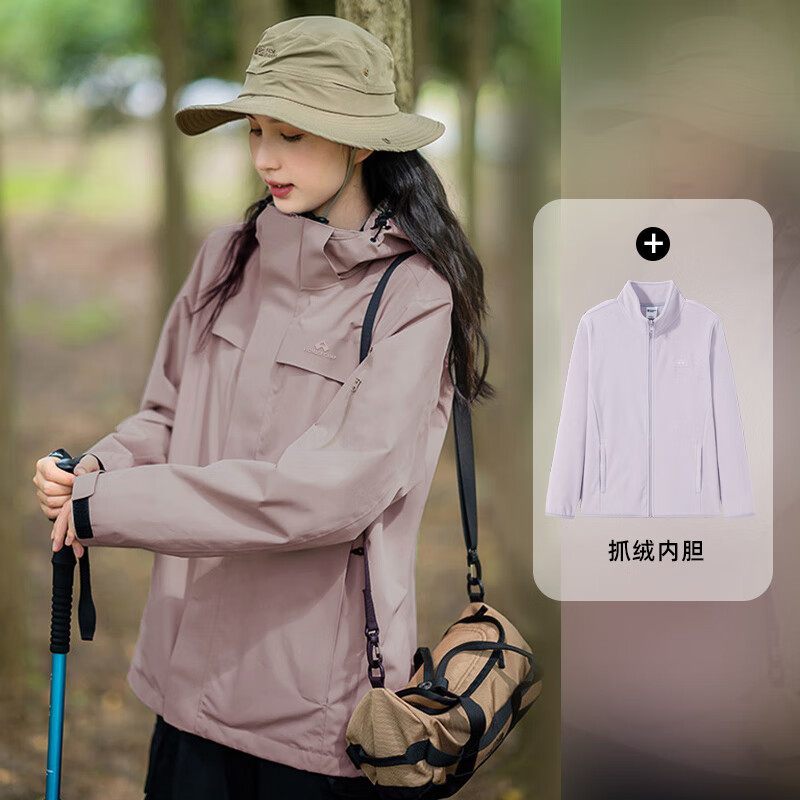 拓路者（Pioneer Camp）朱雀冲锋衣女三合一春秋硬壳户外登山服外套冬季保暖 朱雀红 M 