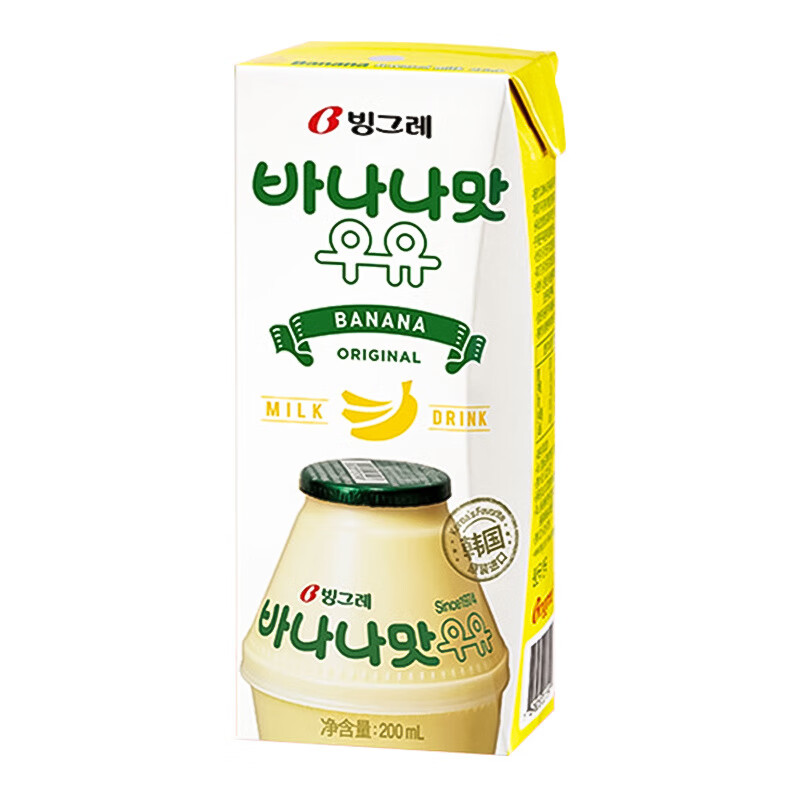 宾格瑞（Binggrae）韩国进口Binggrae宾格瑞香蕉草莓牛奶果味含乳饮料网红饮品200ml 香蕉味200ml