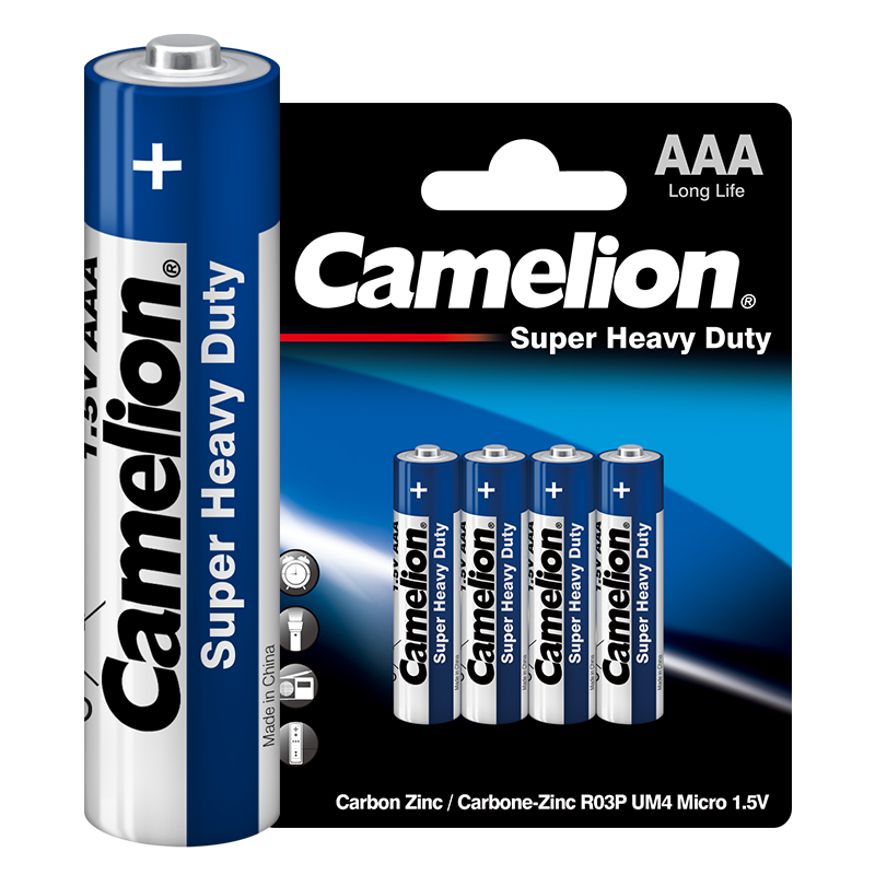 飞狮（Camelion）碳性电池 干电池 R03P/AAA/7号 电池 4节 低耗玩具/遥控器/收音机/闹钟/手电筒