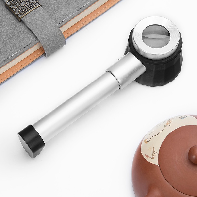 bijia45倍放大镜高倍高清老人手持鉴定专用古董钱币带灯刻度邮票印刷