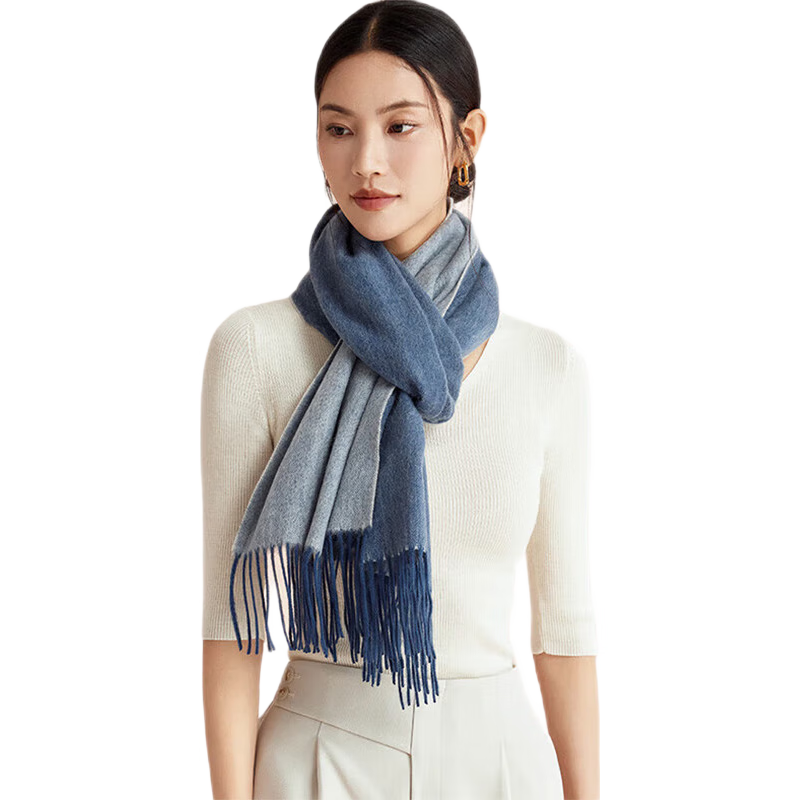 寶石蝶100%山羊絨圍巾女秋冬季保暖圍巾圍脖披肩男女款女生生日禮物禮盒