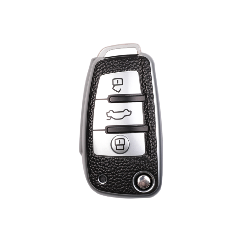 ESCASE 奥迪Q3汽车钥匙套 A3 S3 A1 Q2L 2020款 通用2019/2018款钥匙扣真牛皮钥匙包挂件锁匙链C款+K66牛皮扣