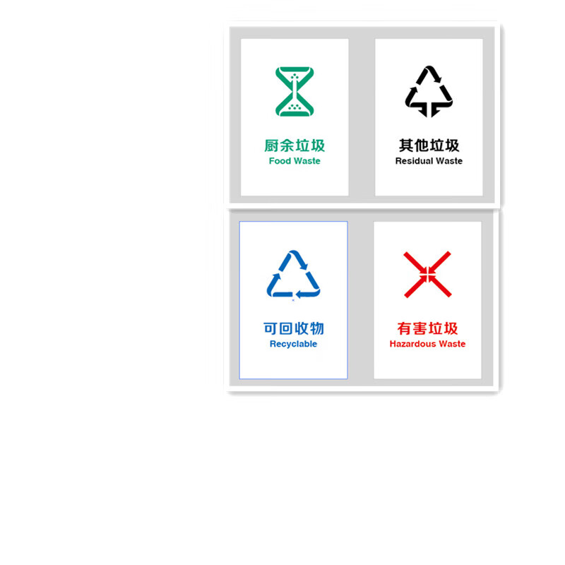 垃圾分类卡片大卡片带标准说明答案家庭学校亲子教学互动认知亮彩 白