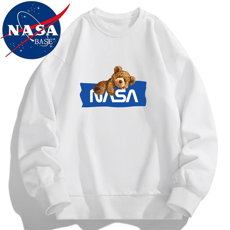 NASA BASE官方联名卫衣男秋冬季潮流新款情侣装印花打底衫圆领长袖t恤男装 WY093白色 M（90斤-110斤）高性价比高么？