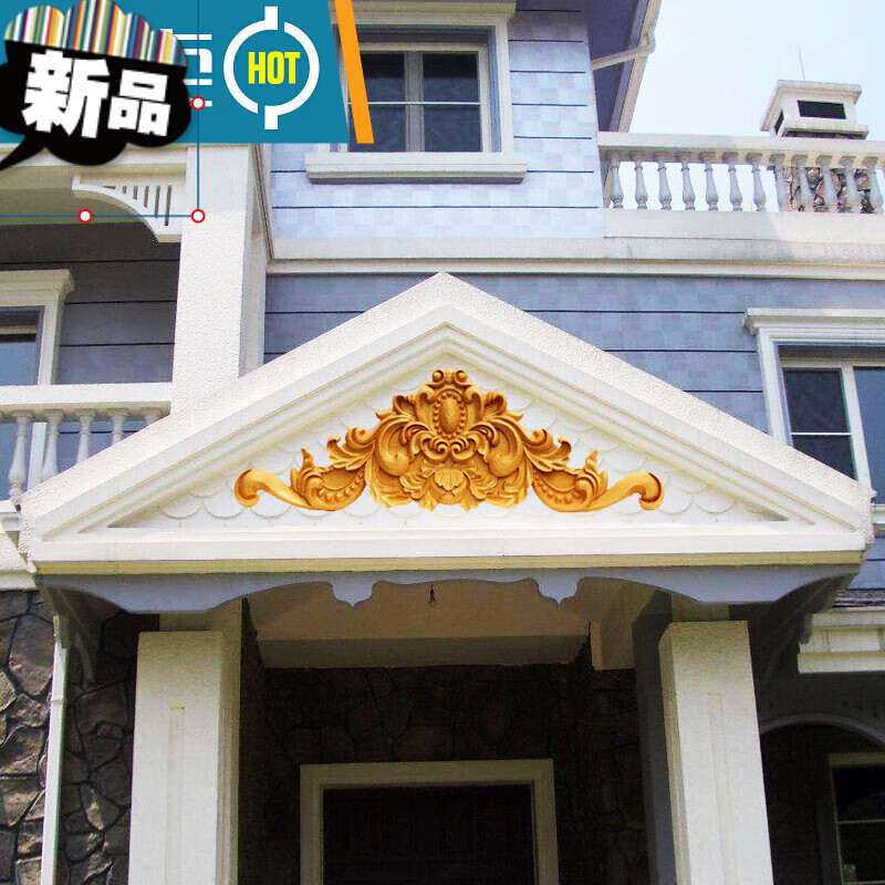 别墅外墙装饰浮雕eps泡沫山花欧式别墅三角门头花罗马柱室外墙面雕花