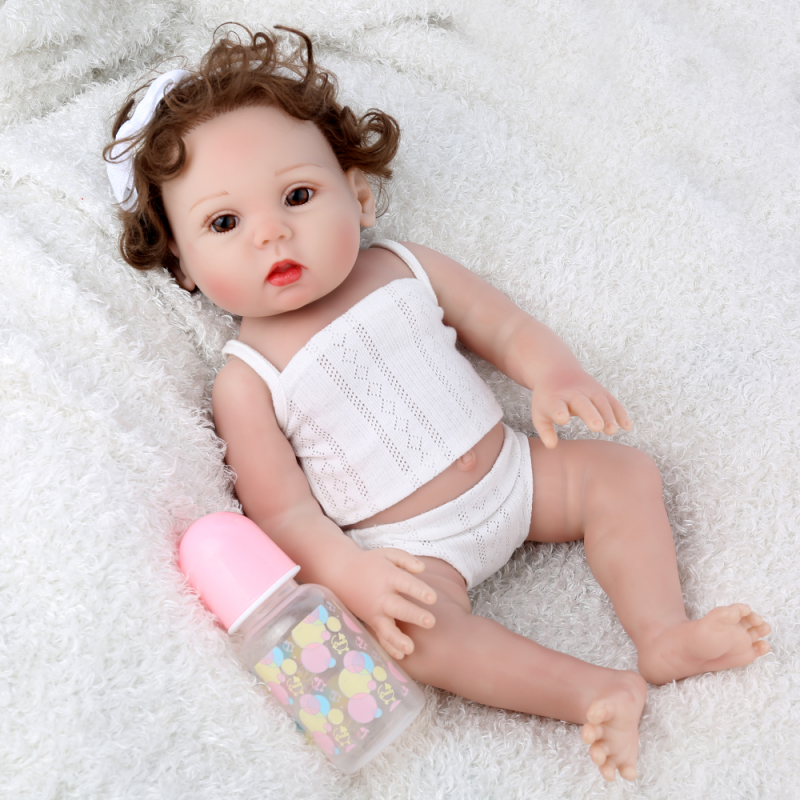 仿真婴儿娃娃50cm早教可爱玩具公仔可入水洗澡洋陪伴宝宝天智星 白色