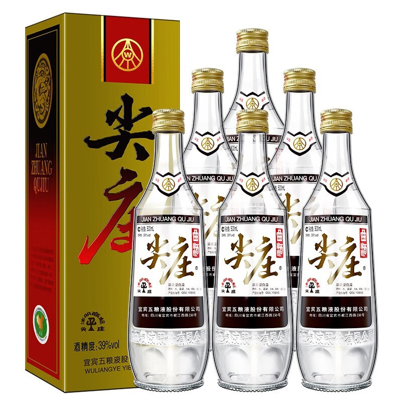 五粮液(wuliangye)尖庄曲酒 浓香型白酒 粮食酿造 39度 500ml 6瓶